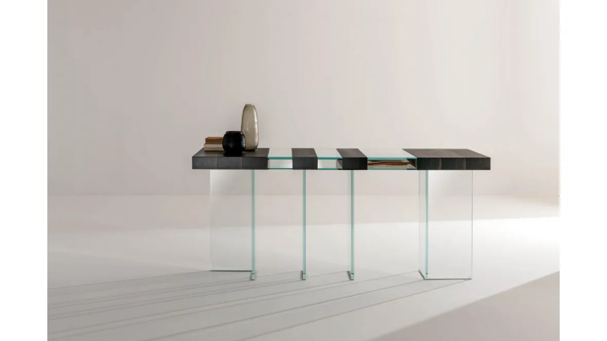 Mobile ingresso Consolle Elemento in cristallo e legno di Laura Meroni