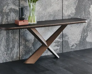 Consolle con piano in legno massello e acciaio Terminal Wood-C di Cattelan Italia