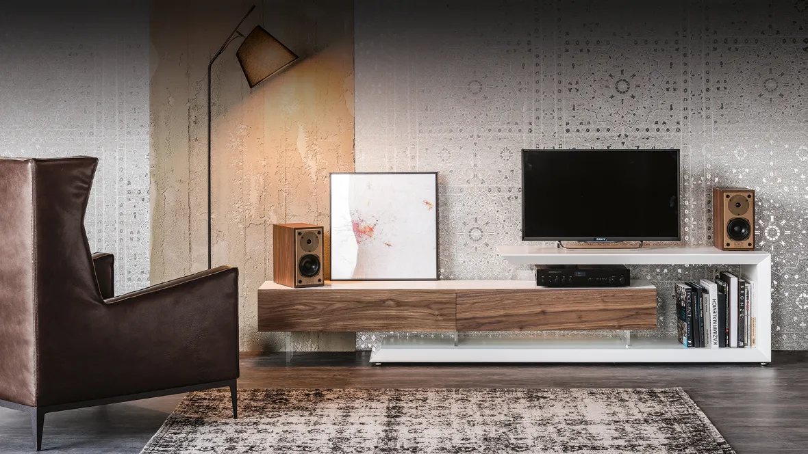 Mobile Porta Tv Link reversibile e adattabile in lunghezza in Noce Canaletto di Cattelan Italia