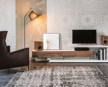 Mobile Porta Tv Link in legno laccato e Noce di Cattelan Italia