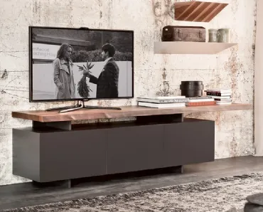 Mobile Porta Tv Seneca in laccato con top in legno di Cattelan Italia
