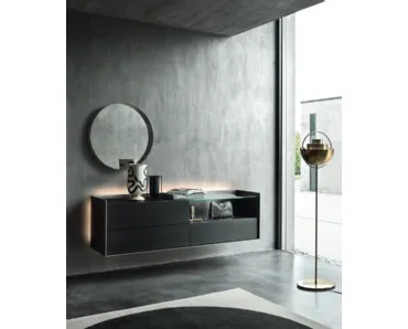 Mobile sospeso Cabaret 53B SX in Rovere carbone e top in ceramica di Sangiacomo