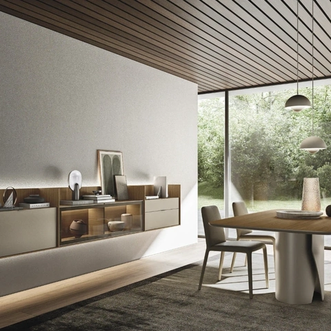 Mobile sospeso Cabaret One 03 in materico e legno di Sangiacomo