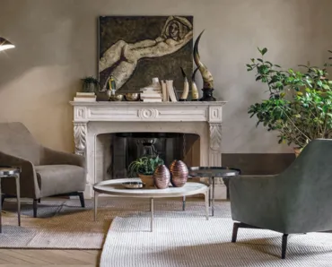 Poltroncina vintage in pelle su piedi in acciaio Celine di Alivar