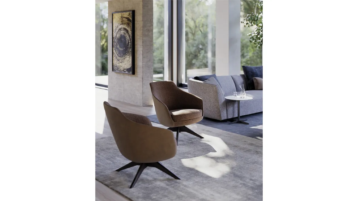 Poltroncina con base girevole in legno Celine di Art Nova