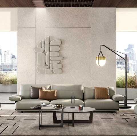 Divano lineare in pelle Blisscape di Poltrona Frau