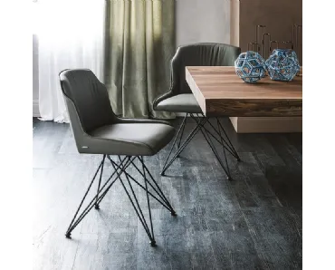 Sedia in pelle con base in acciaio intrecciato Flaminia di Cattelan Italia