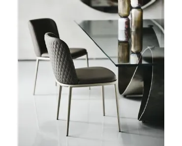 Sedia in pelle con schienale trapuntato Magda ML Couture di Cattelan Italia