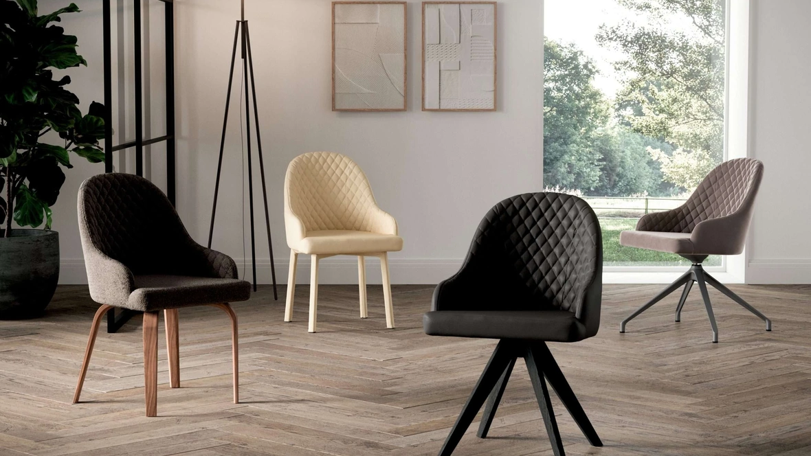 Sedia Demetra in pelle o tessuto di Ozzio