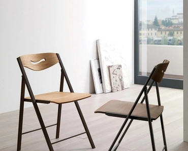 Sedia pieghevole in legno con struttura in metallo Ripiego di Ozzio