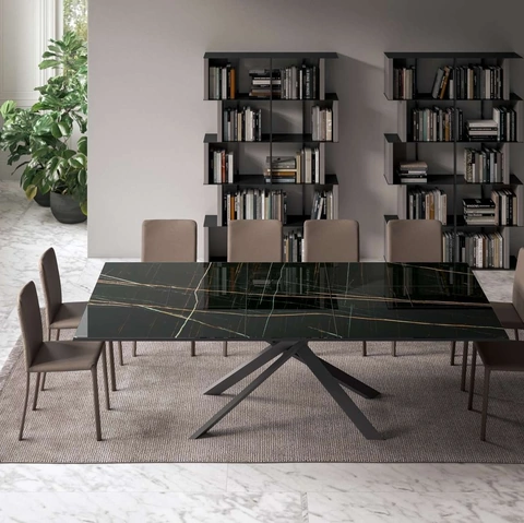 Tavolo allungabile 4x4 in Marble Glass di Ozzio