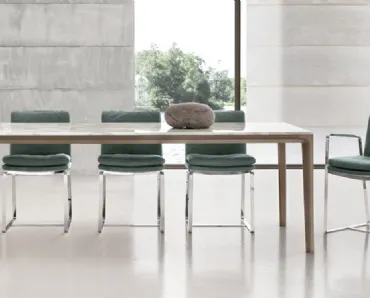 Tavolo rettangolare con piano in marmo e base in ebano Board 01 di Alivar