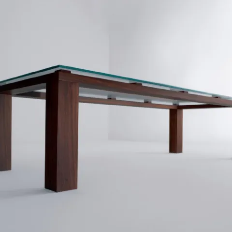 Tavolo con piano in cristallo e struttura in legno BD 01 di Laura Meroni