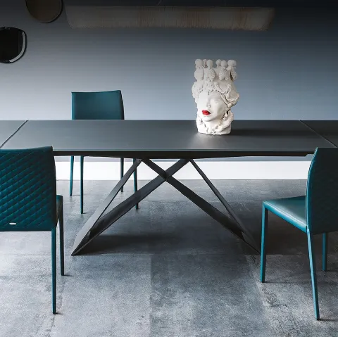 Tavolo allungabile in vetro verniciato graphite Premier Drive di Cattelan Italia
