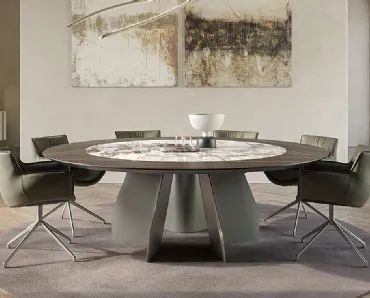 Tavolo con top in legno e ceramica Senator Ker-Wood Round di Cattelan Italia