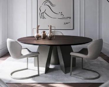 Tavolo con top in legno Senator Round di Cattelan Italia