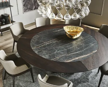 Tavolo rotondo in legno e ceramica Skorpio Ker Wood Round di Cattelan Italia