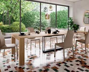 Consolle A3 allungabile in Rovere dotata di 5 prolunghe incorporate nella struttura di Ozzio