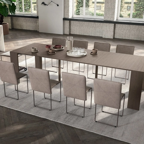 Consolle allungabile in Rovere dotata di 5 prolunghe esterne Golia di Ozzio