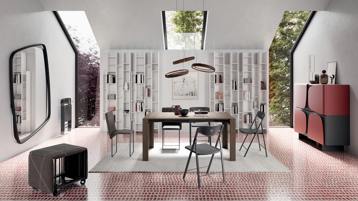 Consolle allungabile in legno Minux aperta di Ozzio