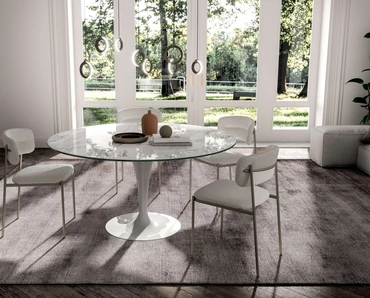 Tavolo rotondo fisso in ceramica Eclipse di Ozzio