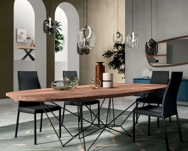 Tavolo in Rovere con base in metallo Fil8 Fisso di Ozzio