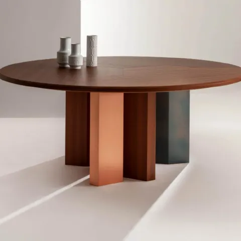 Tavolo con piano in legno Imperfetto rotondo di Laura Meroni