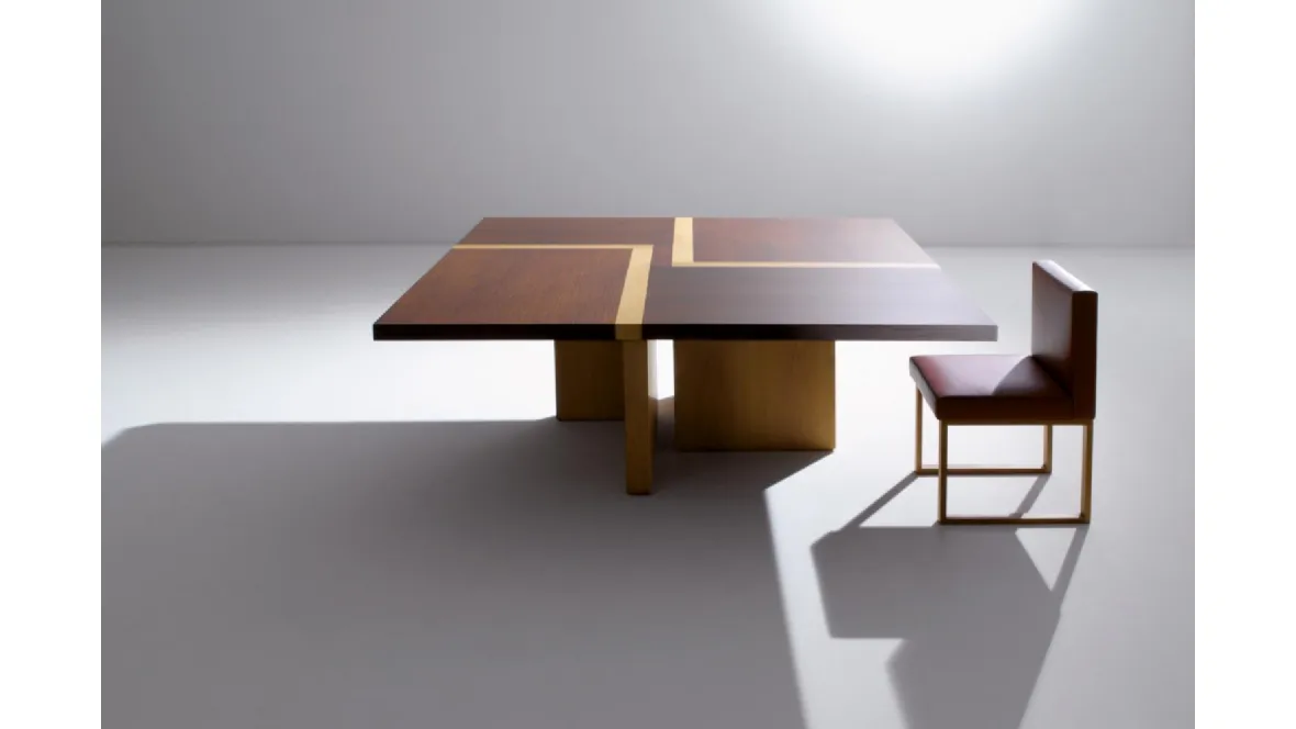 Tavolo in legno con piano intarsiato quadrato BD 07 di Laura Meroni