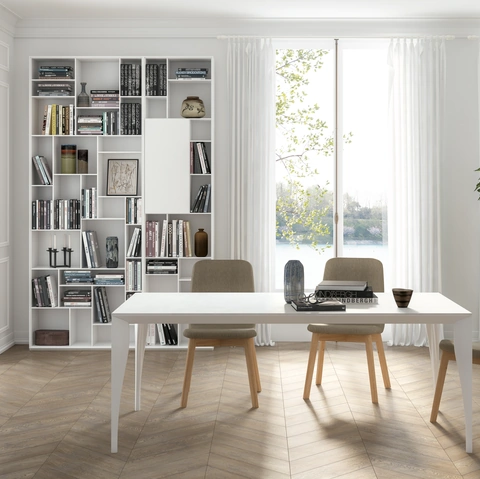 Tavolo Marilyn in laminato bianco con base in metallo laccato di Pointhouse