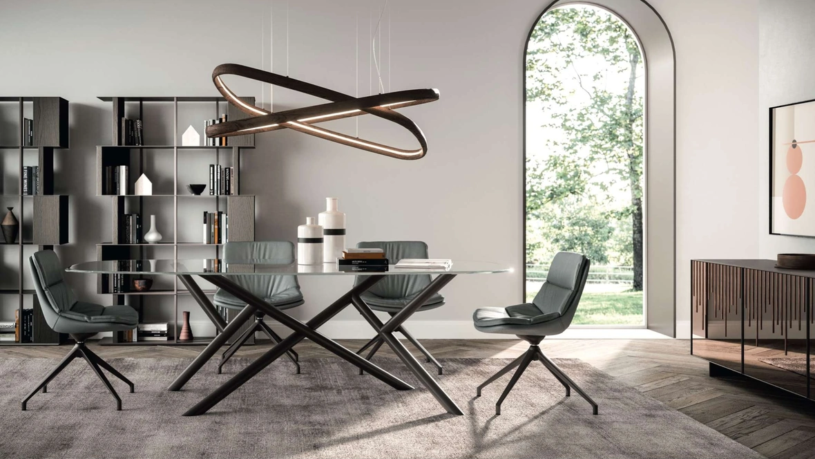 Tavolo fisso Random in vetro di Ozzio