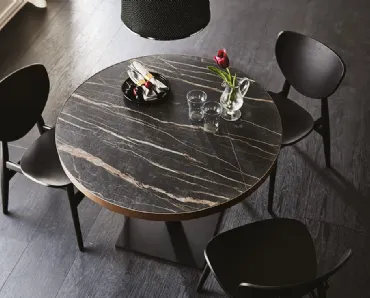 Tavolo rotondo in ceramica con base quadrata Ribot Keramik Bistrot di Cattelan Italia