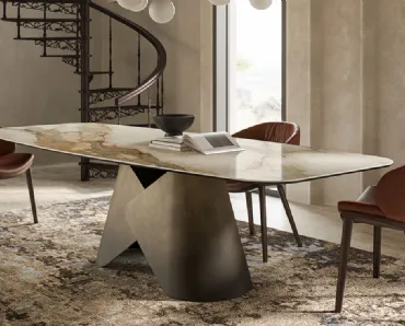 Tavolo in ceramica con base in metallo Scott Keramik di Cattelan Italia