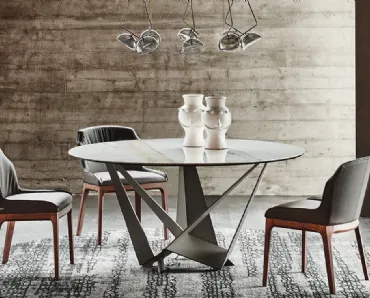 Tavolo rotondo in ceramica con base in acciaio Skorpio Keramic Round di Cattelan Italia