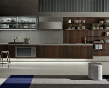 Cucina Design lineare Icon 03 in rovere termotrattato liscio di Ernestomeda