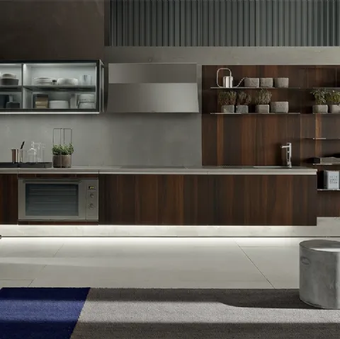 Cucina Design lineare Icon 03 in rovere termotrattato liscio di Ernestomeda