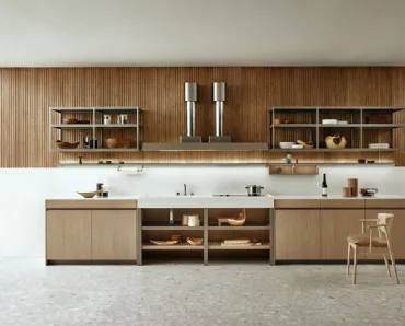 Cucina Design lineare KLab 04 in Rovere Nordic di Ernestomeda