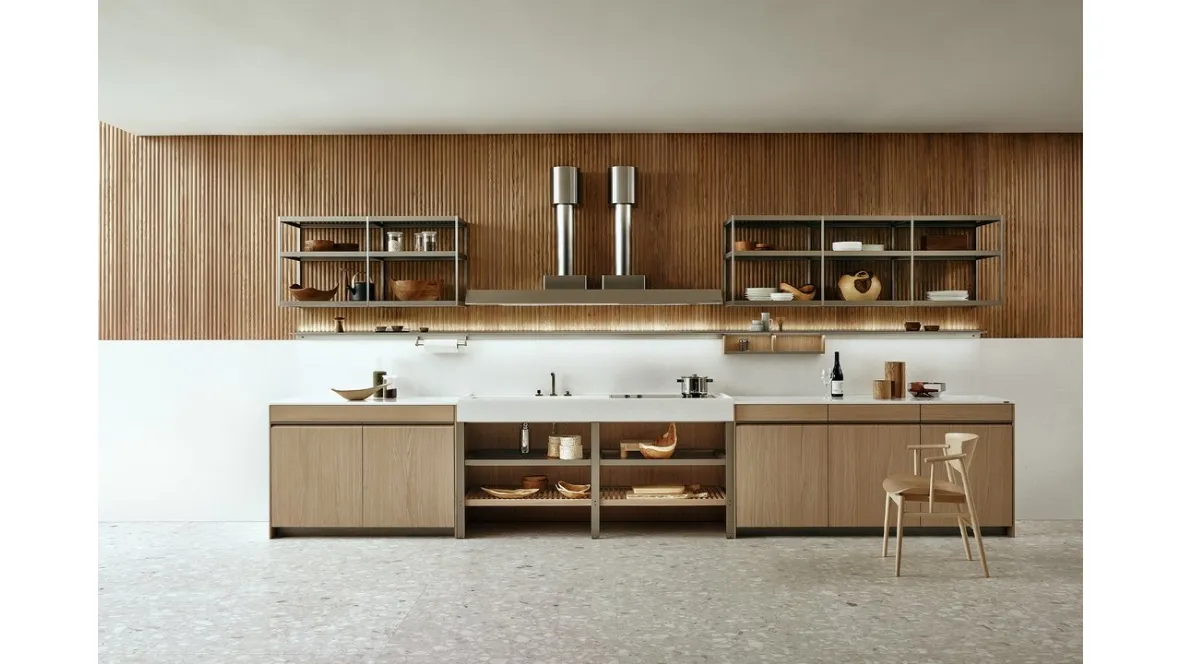 Cucina Design lineare KLab 04 in rovere nordic di Ernestomeda