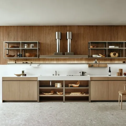 Cucina Design lineare KLab 04 in Rovere Nordic di Ernestomeda