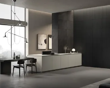 Cucina Design con penisola Obliqua 01 in Fenix Grigio Seta di Ernestomeda