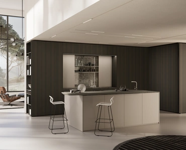 Cucina Design in melaminico con isola in laccato One 04 di Ernestomeda