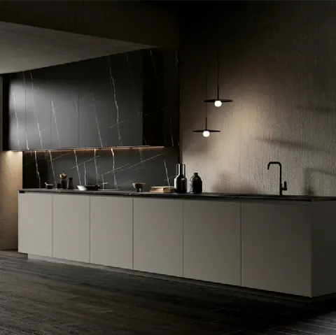 Cucina Design lineare One 04 in laminato opaco Incenso di Ernestomeda