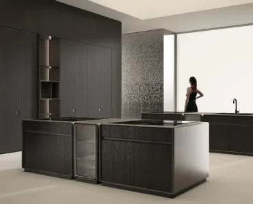 Cucina Design con doppia isola Progetto Cucina #04 in legno tinto black di Laura Meroni