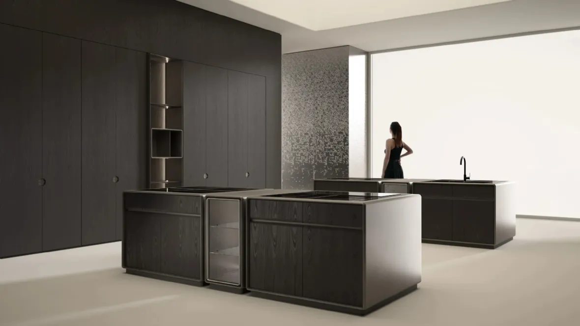 Cucina Design con doppia isola Progetto Cucina #04 in legno tinto black di Laura Meroni