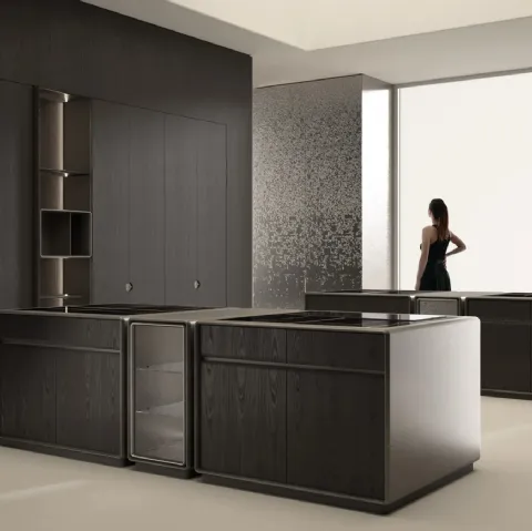 Cucina Design con doppia isola Progetto Cucina #04 in legno tinto black di Laura Meroni
