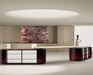 Cucina Design in rovere con doppia isola in laccato lucido Progetto Cucina #07 di Laura Meroni