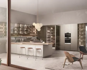 Cucina Design con penisola Sign 03 in fenix Beige Arizona di Ernestomeda