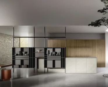 Cucina Design Sistema 22 Scenografica in gres e rovere di Alta Cucine