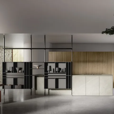 Cucina Design Sistema 22 Scenografica in gres e rovere di Alta Cucine