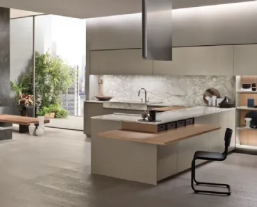 Cucina Design con penisola Soul 04 in laccato Palladium di Ernestomeda