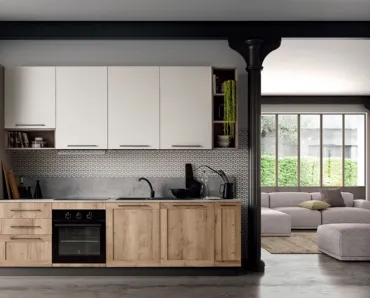 Cucina Moderna in linea effetto legno Easy 013 di Ar-due